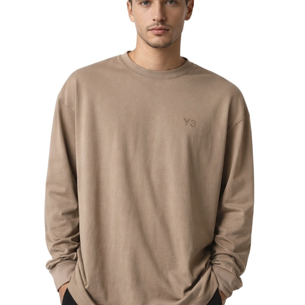 Y-3‎ Adidas Yohji Yamamoto Mens Long Sleeve T-Shirt Clay Brown IV8233 NWT Size M